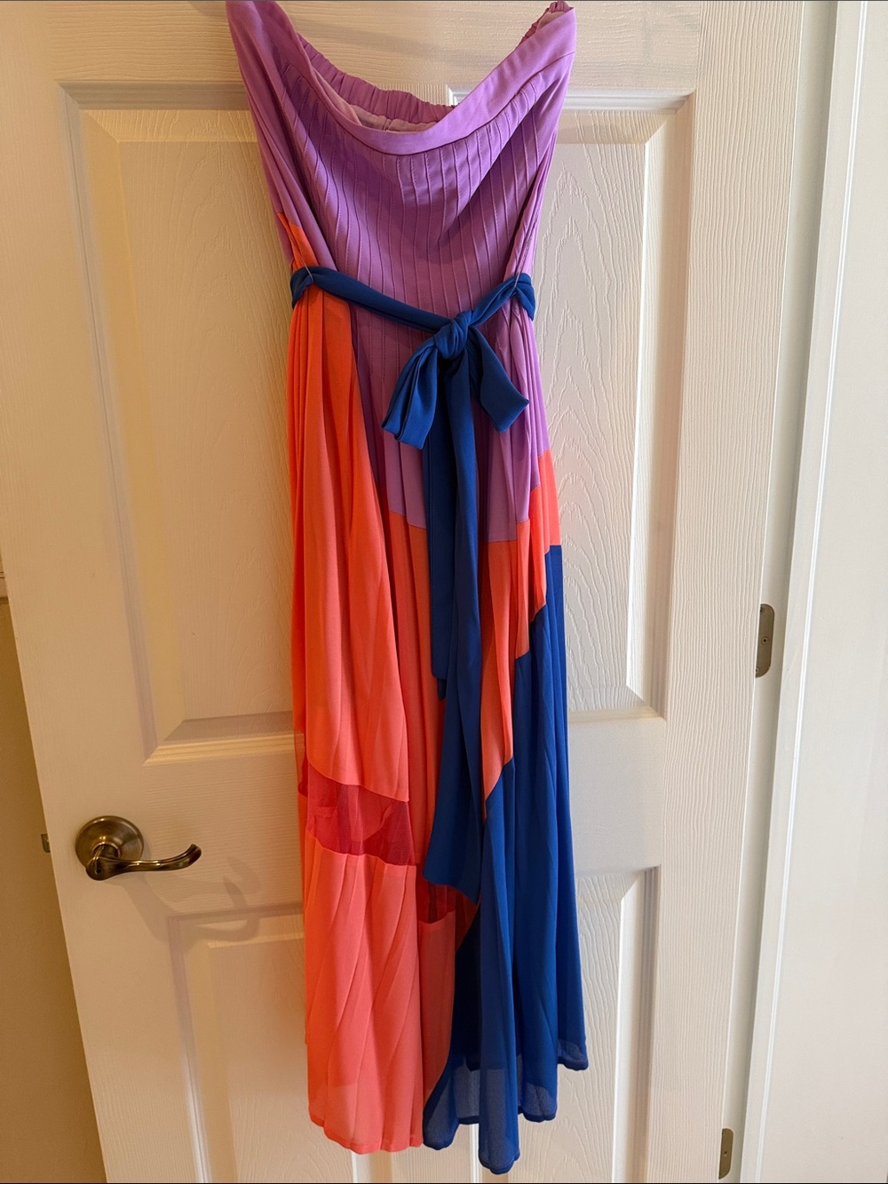 Jealous Tomato Lavender Strapless Maxi with Rosy Waistband pleated skirt